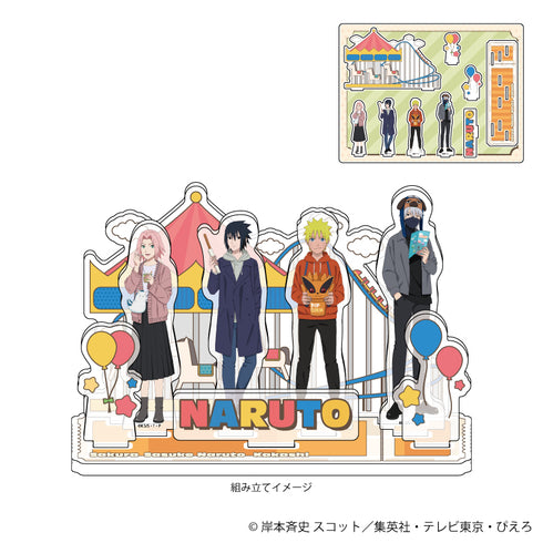 『NARUTO&BORUTO』アクリルジオラマ 01/ナルト&サスケ&サクラ&カカシ テーマパークver.(描き下ろしイラスト)